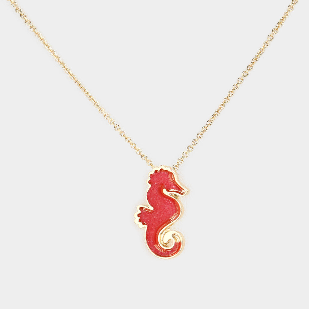 iLLASPARKZ Faux Druzy Seahorse Pendant Necklace