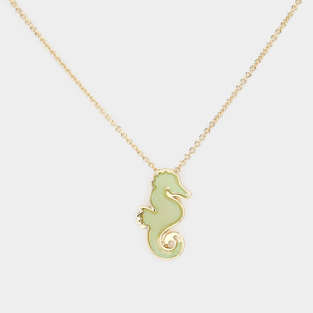 iLLASPARKZ Faux Druzy Seahorse Pendant Necklace