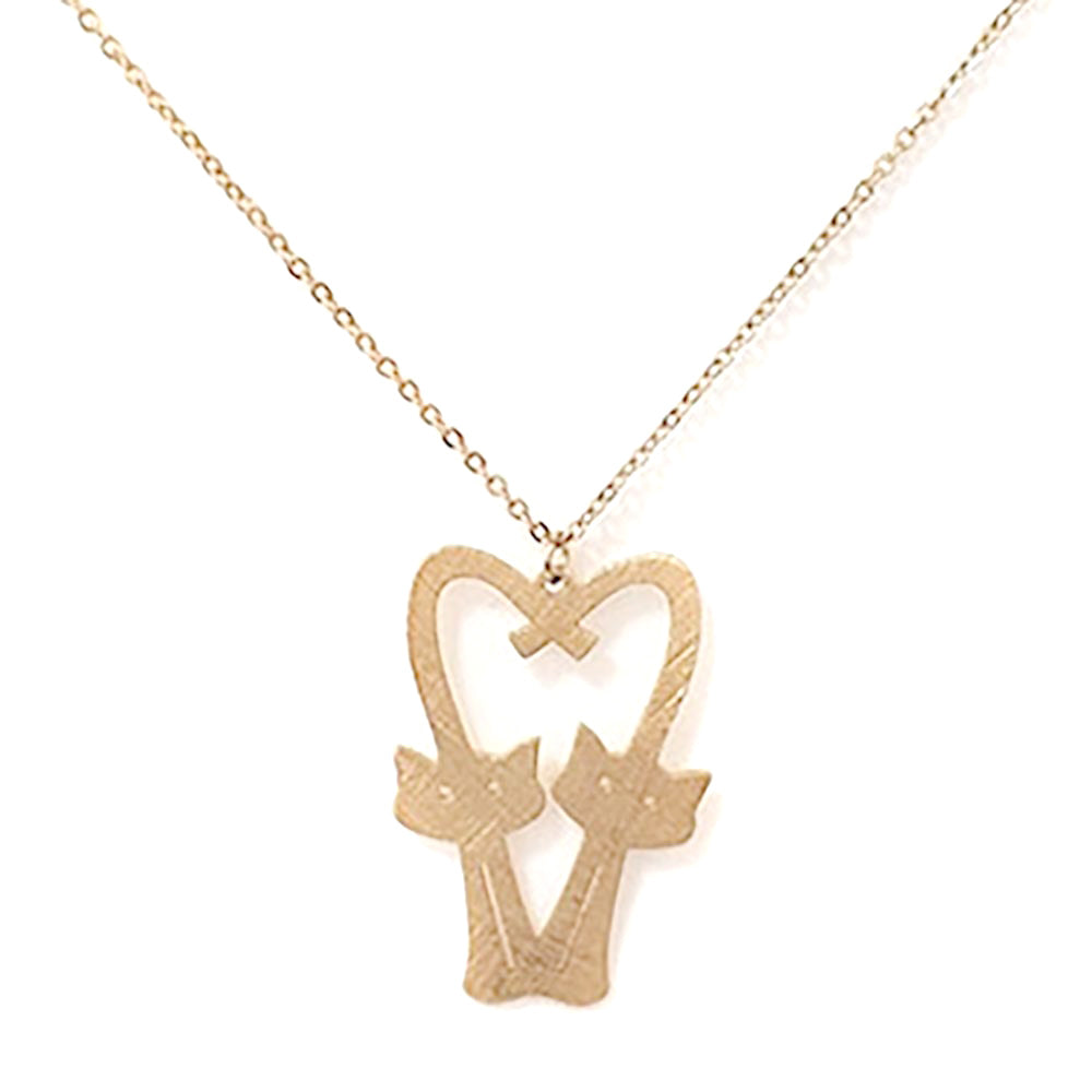 iLLASPARKZ Brass Metal Cats Heart Pendant Necklace