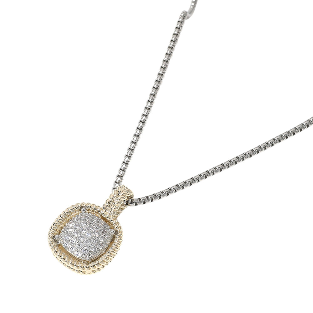 iLLASPARKZ CZ Embellished Square Pendant Necklace