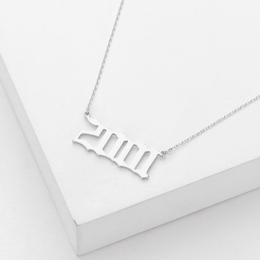 iLLASPARKZ 2001 White Gold Dipped Birth Year Pendant Necklace