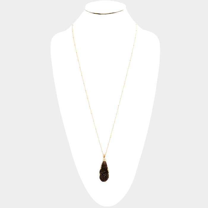 iLLASPARKZ Genuine Druzy Teardrop Pendant Long Necklace