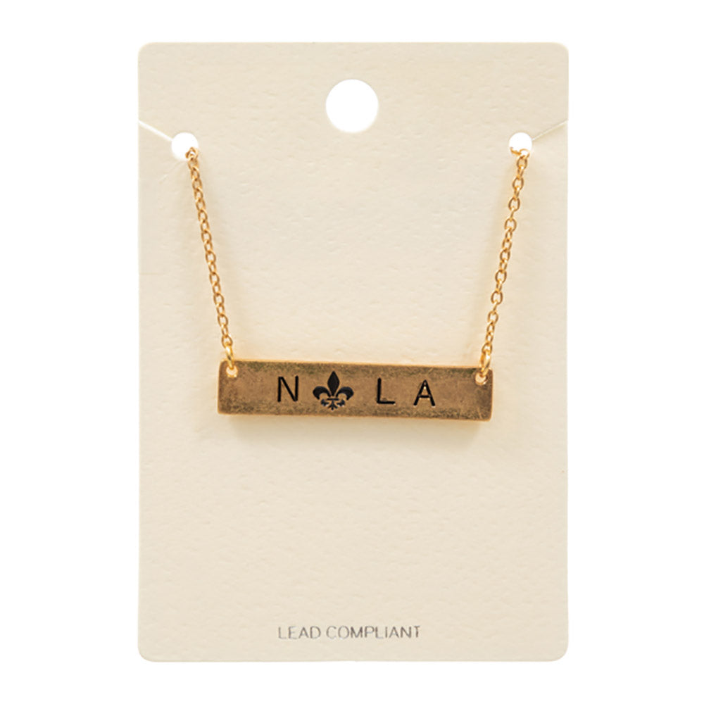 iLLASPARKZ Fleur de Lis Pointed Nola Message Pendant Necklace