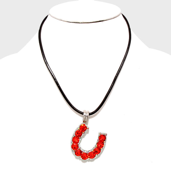 iLLASPARKZ Horseshoe Pendant with Leather Cord Necklace