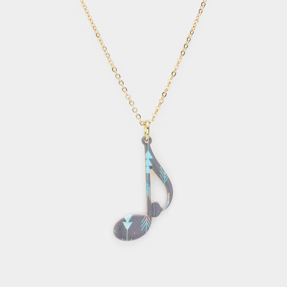 iLLASPARKZ Patterned Music Note Pendant Necklace