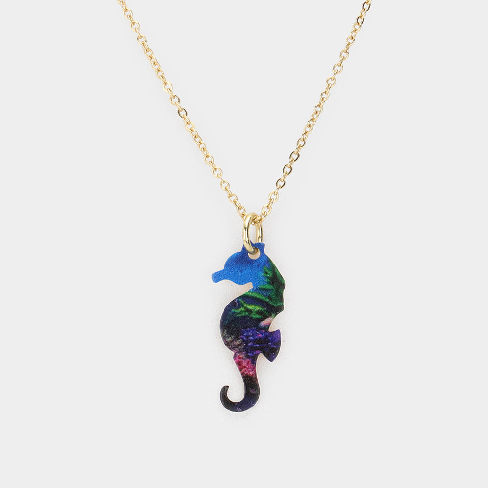 iLLASPARKZ Patterned Seahorse Pendant Necklace