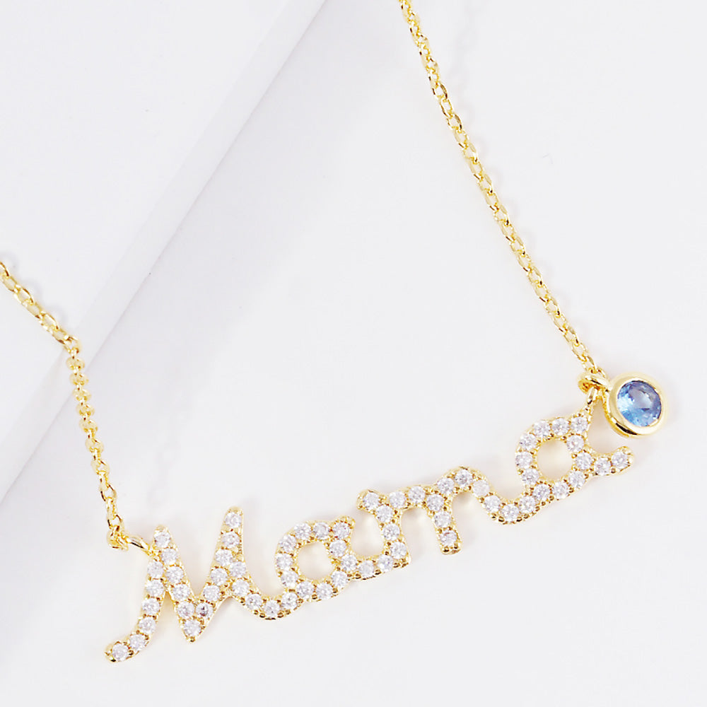 iLLASPARKZ December Birthstone MAMA Message Pendant Necklace