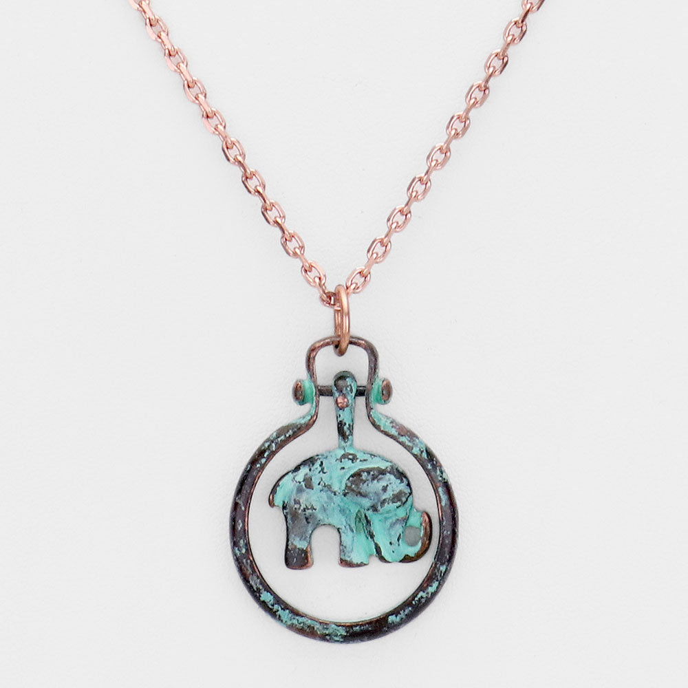 iLLASPARKZ Elephant Metal Open Circle Pendant Necklace