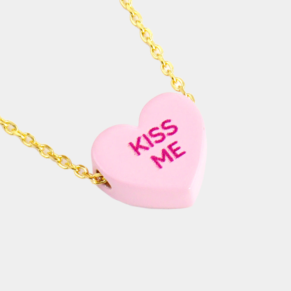 iLLASPARKZ Kiss Me Message Heart Pendant Necklace