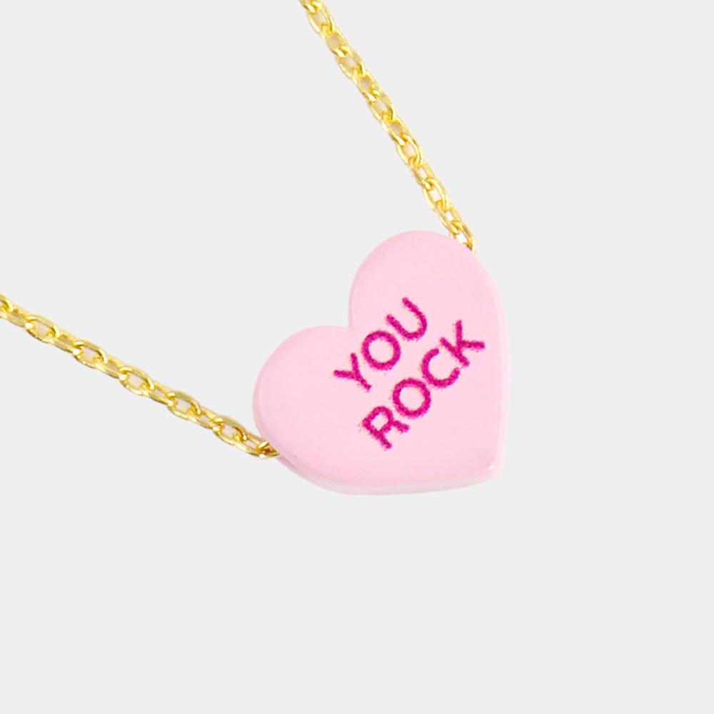 iLLASPARKZ You Rock Message Heart Pendant Necklace