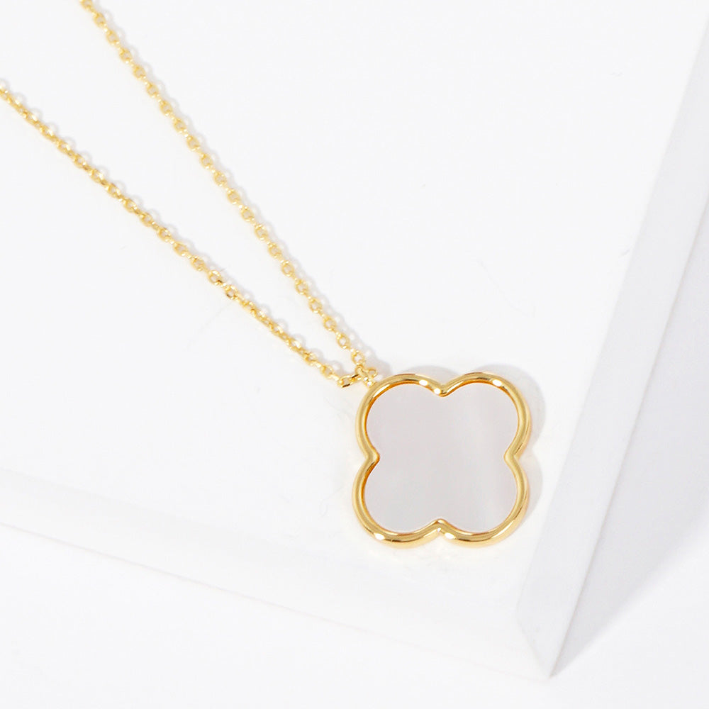 iLLASPARKZ Gold Dipped Mother of Pearl Quatrefoil Pendant Necklace