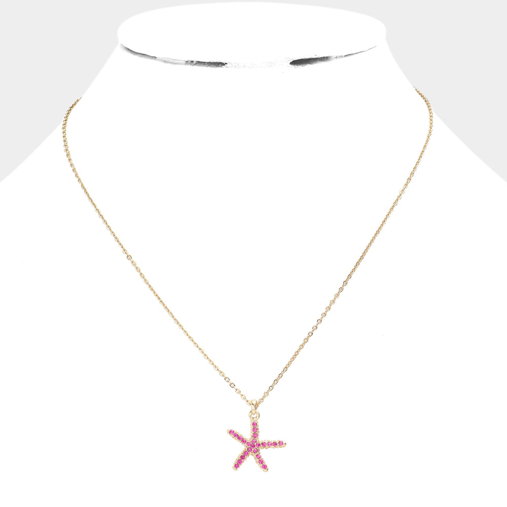 iLLASPARKZ Rhinestone Paved Starfish Pendant Necklace