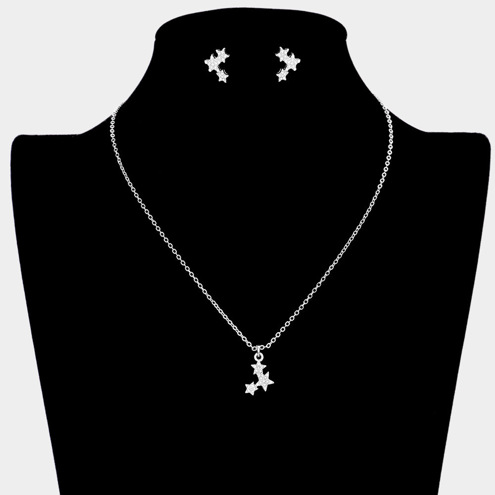 iLLASPARKZ Rhinestone Embellished Triple Star Pendant Necklace