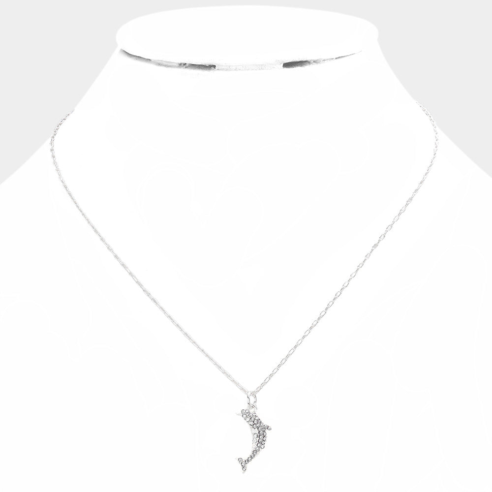 iLLASPARKZ Rhinestone Embellished Dolphin Pendant Necklace