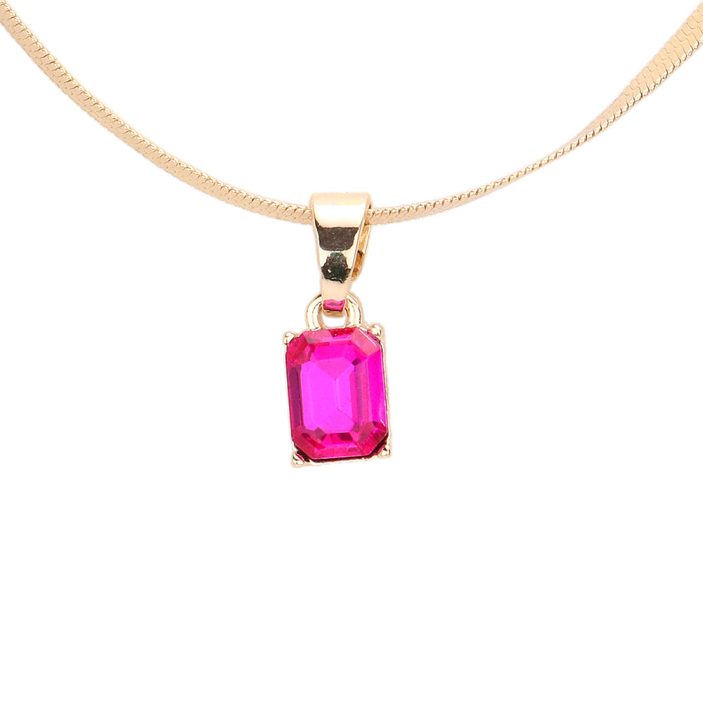 iLLASPARKZ Emerald Cut Stone Pendant Necklace