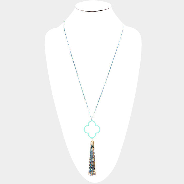 iLLASPARKZ Colored Clover Metal Chain Tassel Pendant Long Necklace