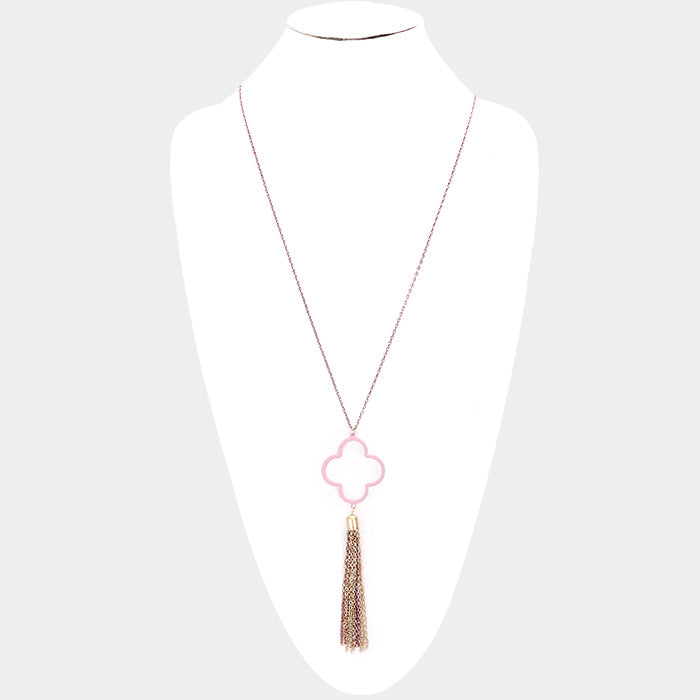 iLLASPARKZ Colored Clover Metal Chain Tassel Pendant Long Necklace