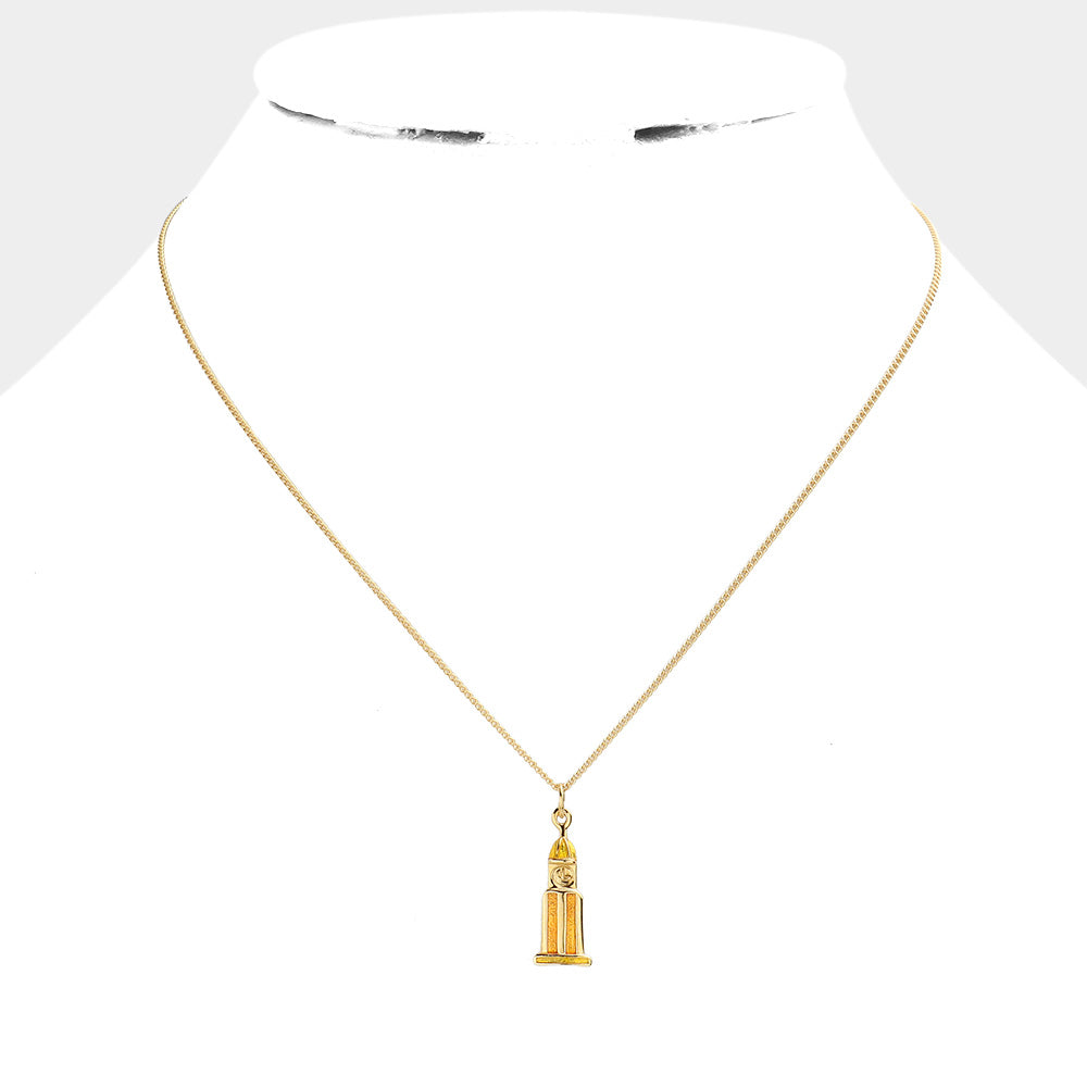 iLLASPARKZ Golden clock tower pendant necklace