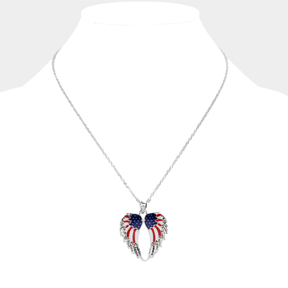 iLLASPARKZ American USA Flag Wing Pendant Necklace