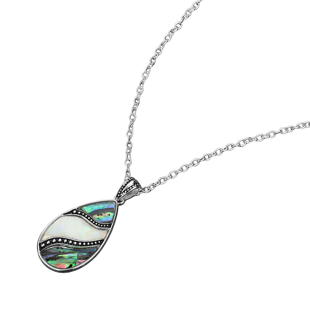 iLLASPARKZ Abalone Mother of Pearl Teardrop Pendant Necklace