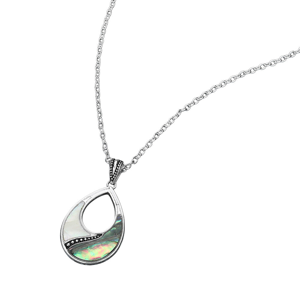 iLLASPARKZ Abalone Mother of Pearl Open Teardrop Pendant Necklace