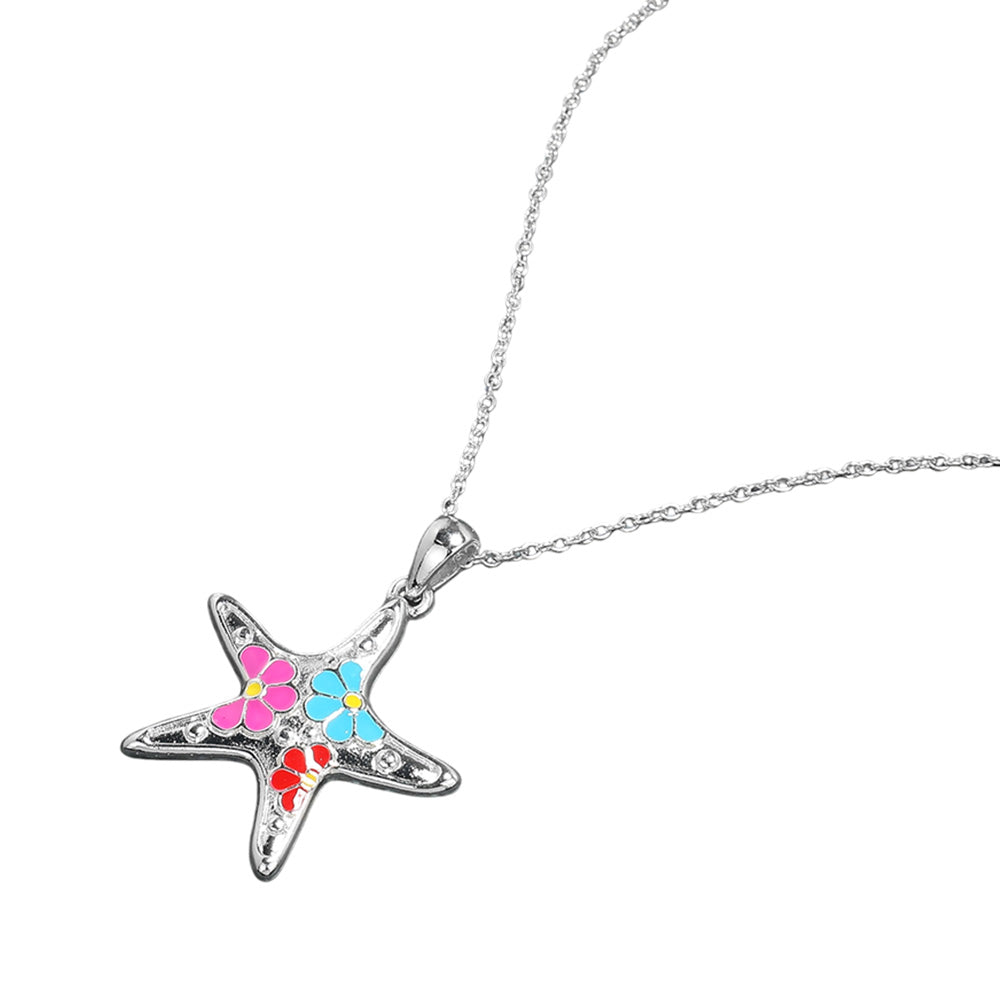 iLLASPARKZ Enamel Flower Starfish Pendant Necklace