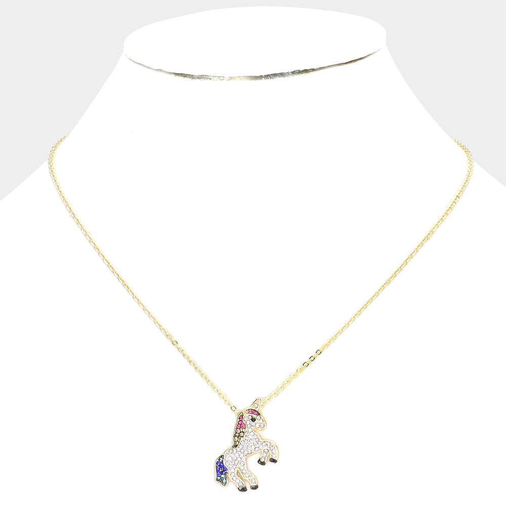 iLLASPARKZ Rhinestone Embellished Unicorn Pendant Necklace