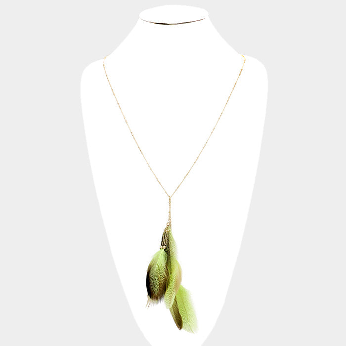 iLLASPARKZ Layered Feather Pendant Long Necklace