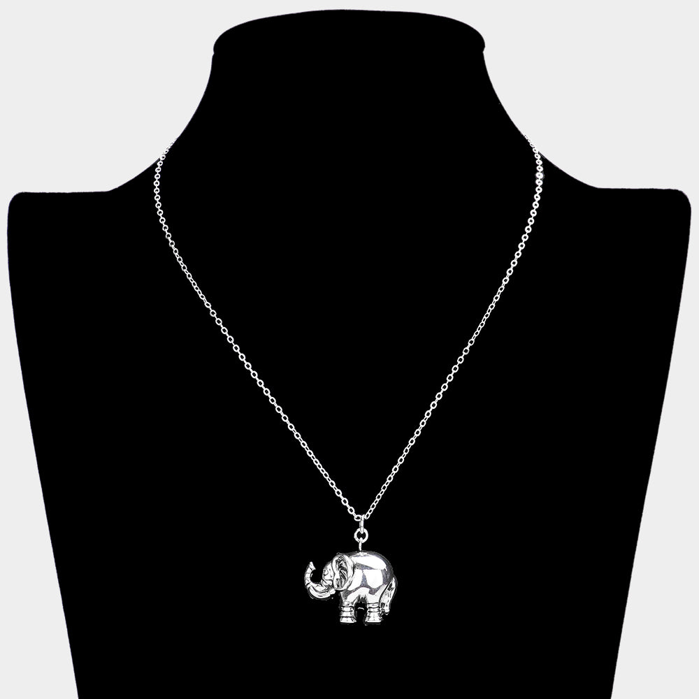 iLLASPARKZ Silver Plated Metal Elephant Pendant Necklace