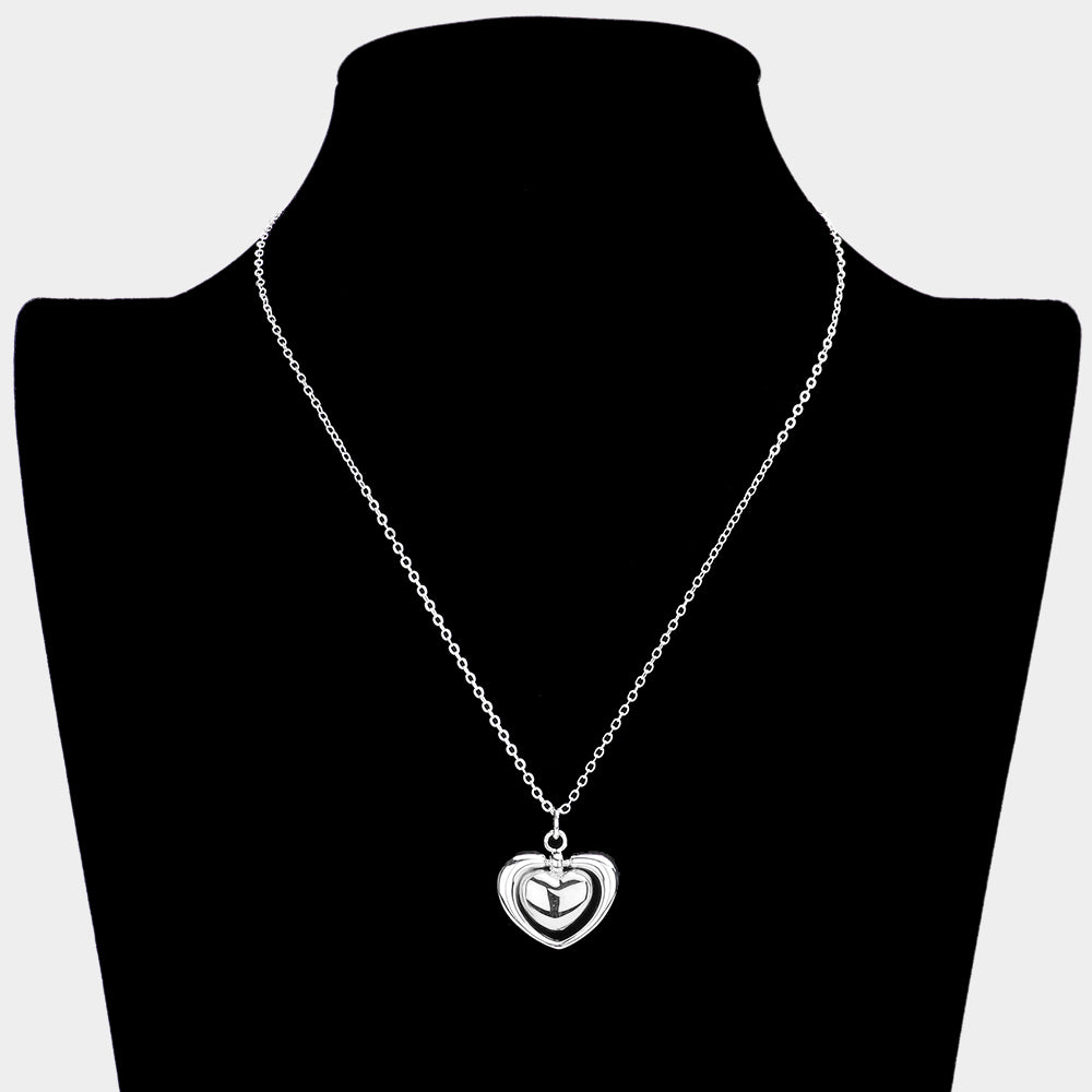 iLLASPARKZ Silver Plated Metal Double Heart Pendant Necklace