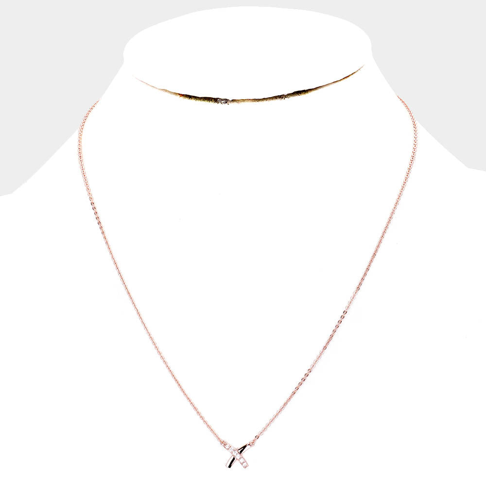 iLLASPARKZ Gold Dipped Cubic Zirconia Crisscross Pendant Necklace