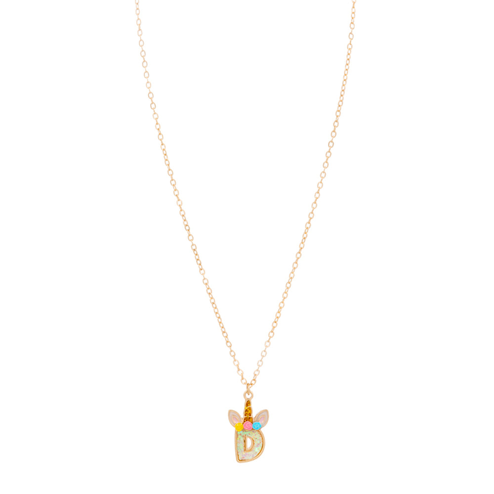 iLLASPARKZ -D- Unicorn Monogram Pendant Kids Necklace