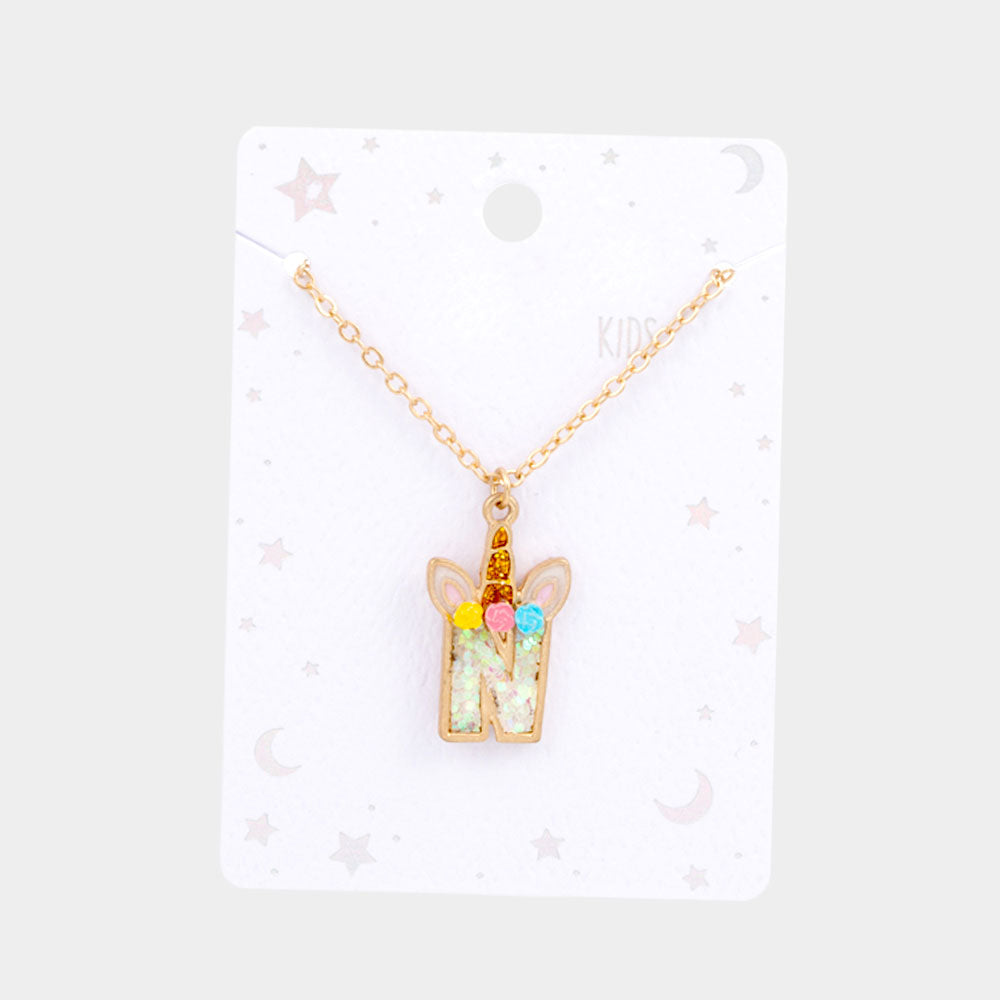 iLLASPARKZ -N- Unicorn Monogram Pendant Kids Necklace