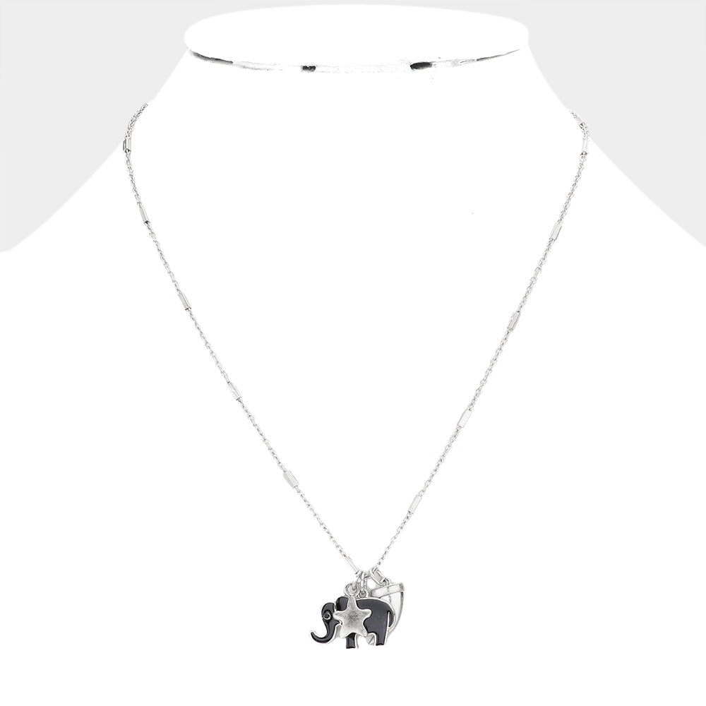 iLLASPARKZ Enamel Elephant Metal Horn Star Pendant Necklace