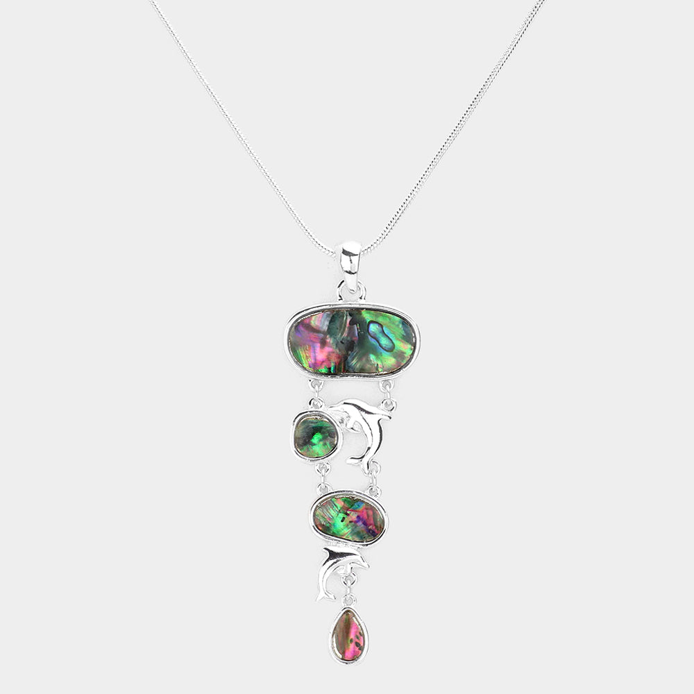 iLLASPARKZ Abalone Metal Dolphin Link Pendant Necklace