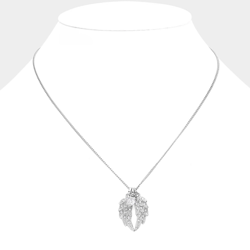 iLLASPARKZ Crystal Wing Heart Bead Pendant Necklace