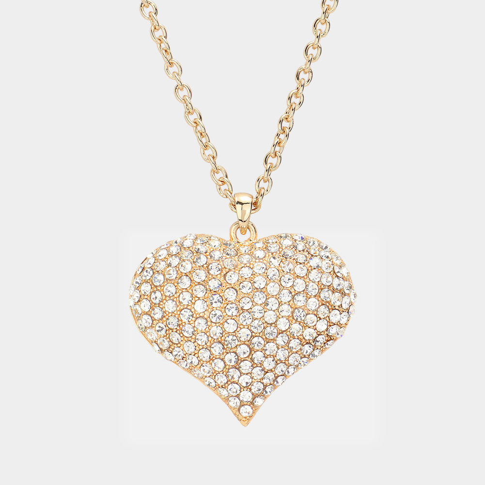 iLLASPARKZ Crystal Pave Heart Pendant Long Necklace