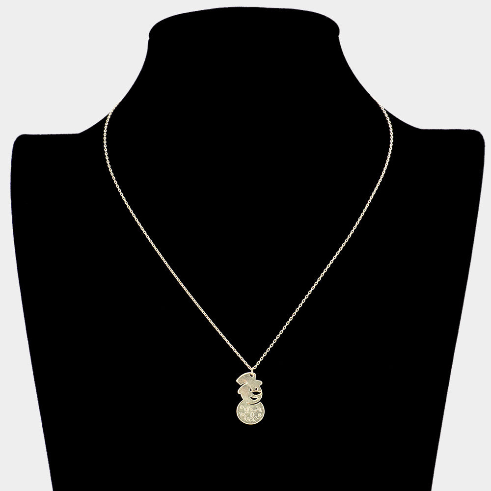 iLLASPARKZ Christmas Metal Snowman Pendant Necklace