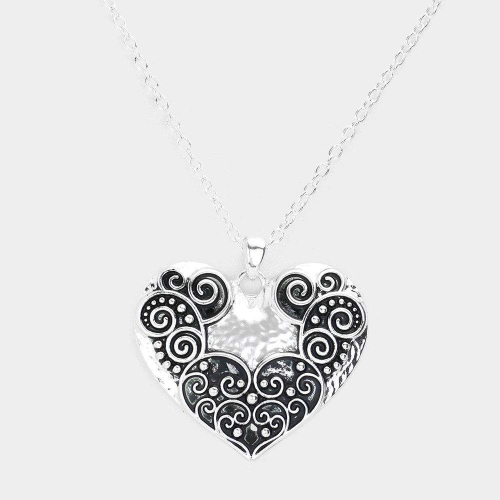 iLLASPARKZ Antique Metal Western Heart Pendant Necklace