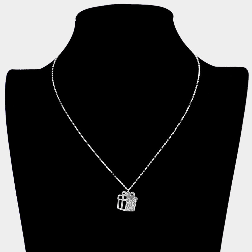 iLLASPARKZ Merry and Happy Message Metal Christmas Gift Pendant Necklace