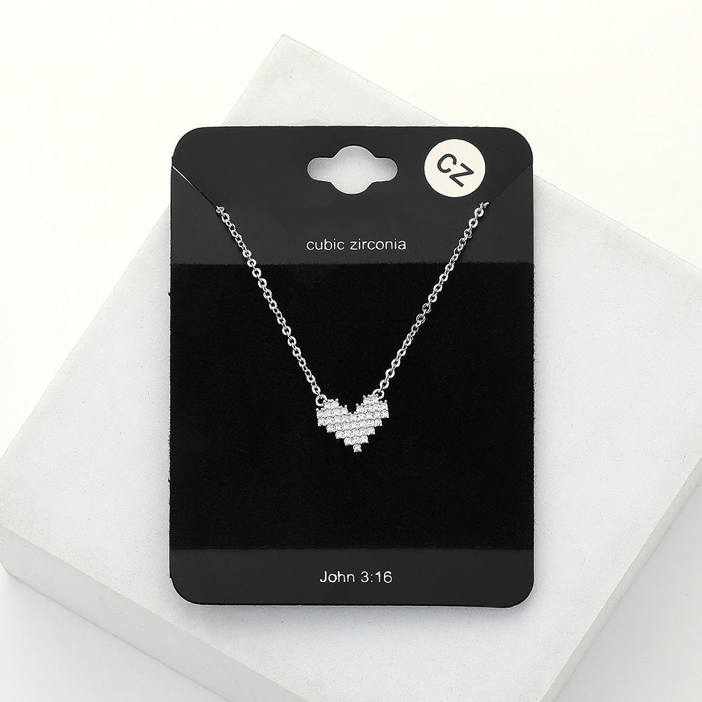 iLLASPARKZ CZ Stone Paved Heart Pendant Necklace