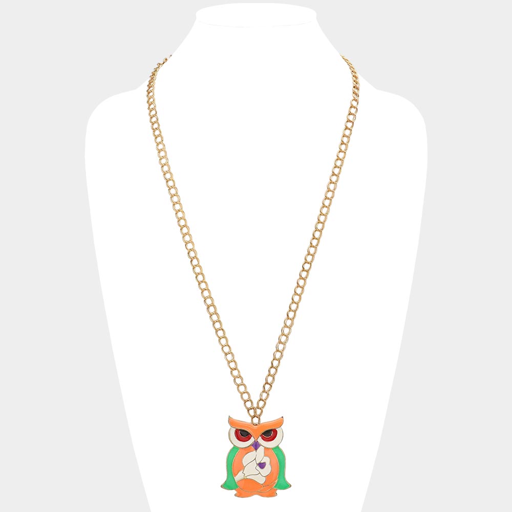 iLLASPARKZ Enamel Owl Pendant Long necklace