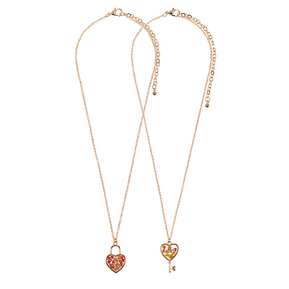 iLLASPARKZ 2PCS - Love & Love More BFF Heart Lock Key Necklace Set