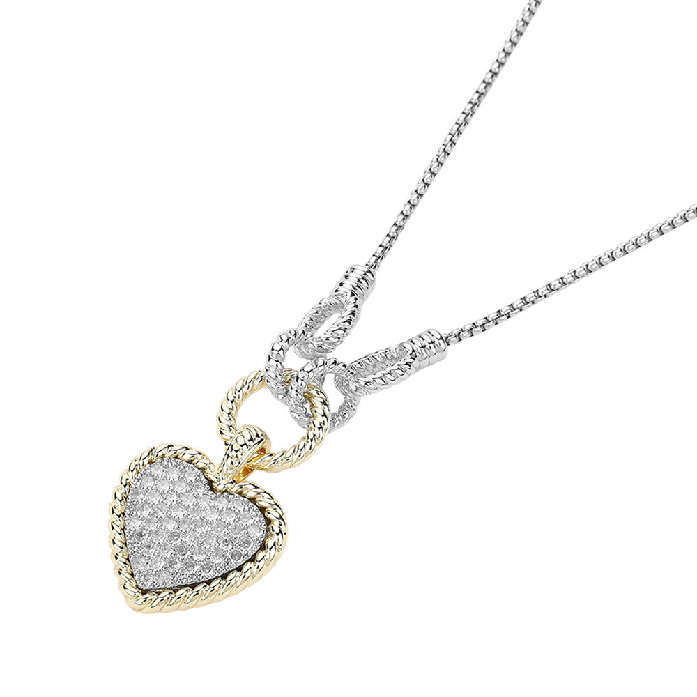 iLLASPARKZ 14K Gold Plated CZ Stone Paved Heart Pendant Necklace