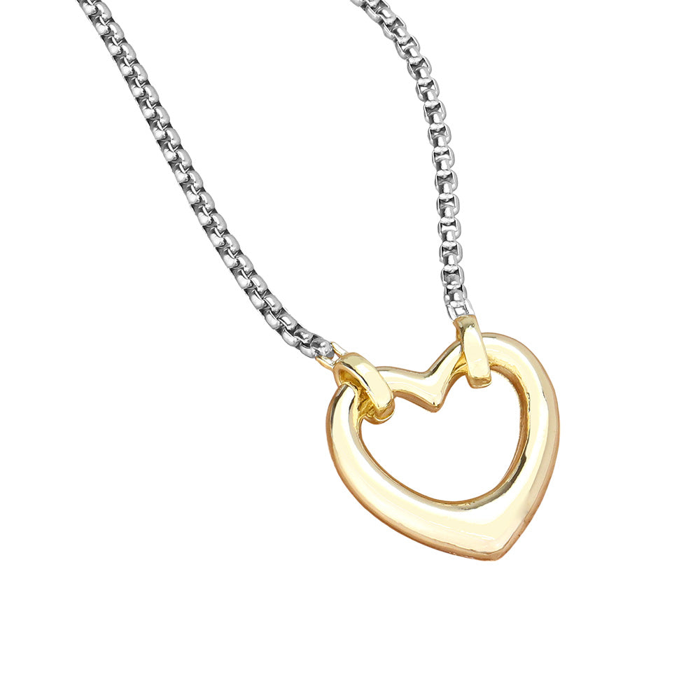 iLLASPARKZ 14K Gold Plated Two Tone Open Heart Pendant Necklace