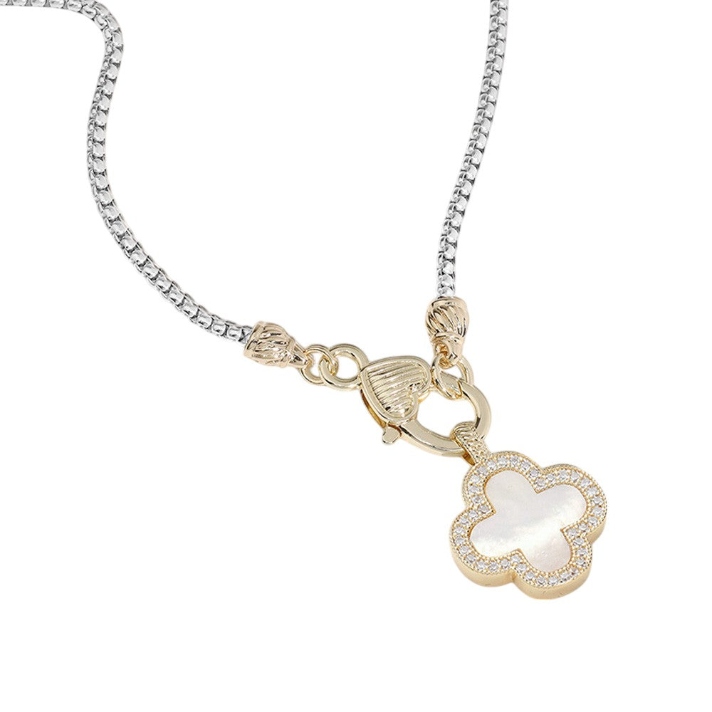 iLLASPARKZ 14K Gold Plated Mother Of Pearl Quatrefoil Pendant Necklace