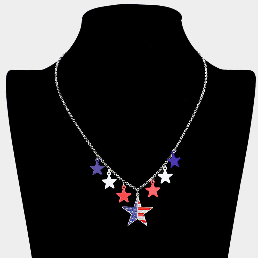 iLLASPARKZ American USA Flag Star Pendant Necklace