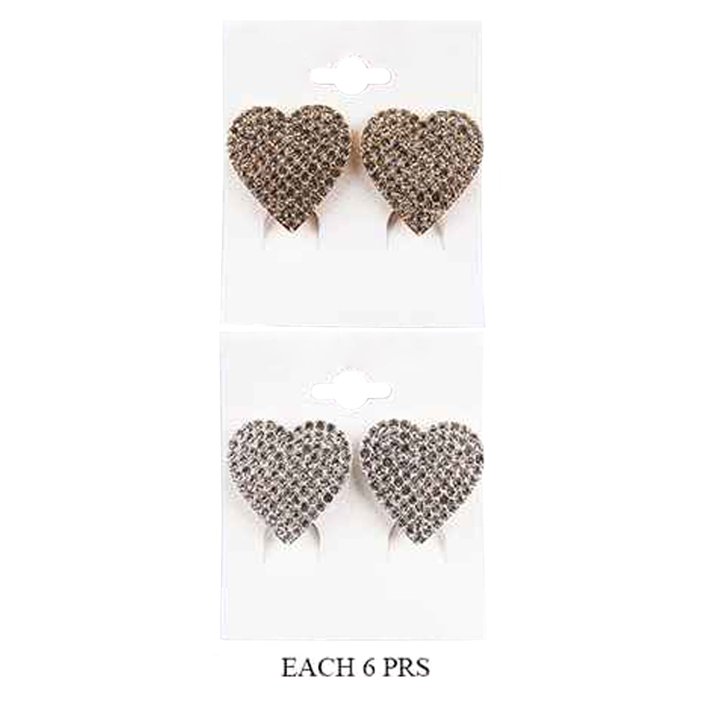 iLLASPARKZ 12Pairs - Rhinestone Embellished Heart Clip on Earrings