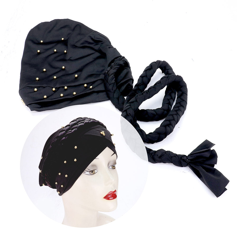 iLLASPARKZ 12PCS - Metal Ball Detail Braid Turban Hats