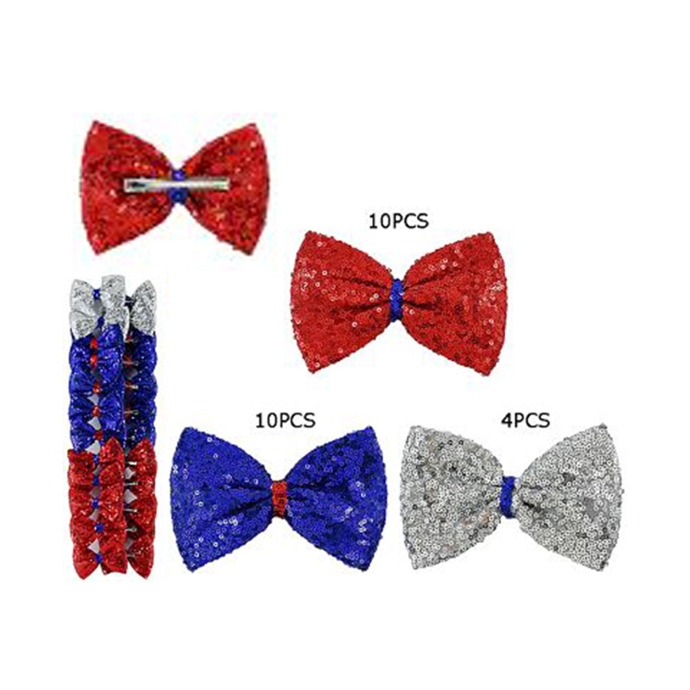 iLLASPARKZ 24PCS - American USA Flag Theme Colored Sequin Bow Alligator Snap Hair Pins